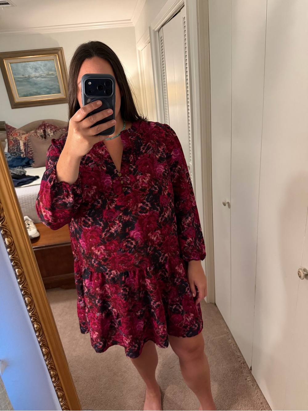 Time and Tru Pink Floral Tiered Mini Dress